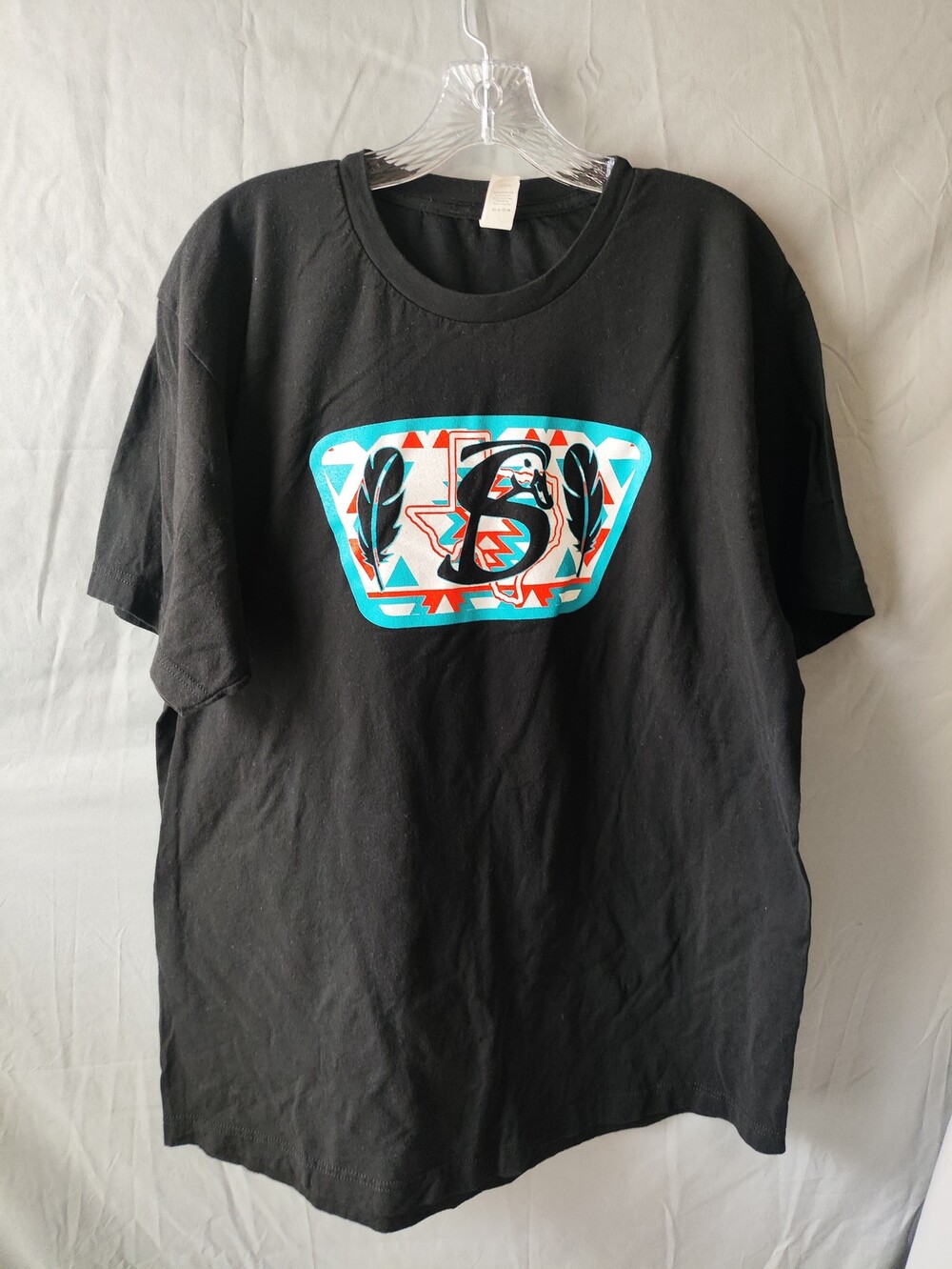 Tultex Shirt Mens XL Black Southwestern Texas B Logo Feathers Graphic Tee